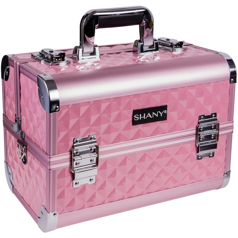 SHANY Premier Fantasy Professional Makeup Train Case Cosmetic Box Portable Makeup Case Organizer Jewelry storage with Locks , 3 Trays , Shoulder Strap, Makeup Brush Holder and Cosmetics Mirror - Pink Diamond - SHOP PINK - MAKEUP TRAIN CASES - ITEM# SH-C20-PK