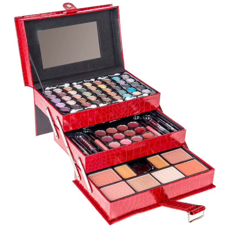 SHANY All In One Makeup Kit- Holiday Exclusive - Red - RED - ITEM# SH-2012 - Makeup set train case Pre teen teens makeup set,first makeup set girls makeup 6 7 8 9 10 years old,Holiday Gift Set Beginner Makeup tools brush sets,Mothers day gift makeup for her women best gift,Christmas gift Dress-Up Toy pretend Makeup kit set - UPC# 723175178526