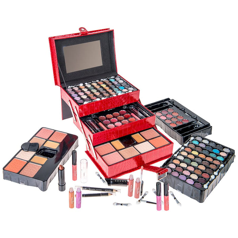 SHANY All In One Makeup Kit (Eyeshadow, Blushes, Face Powder, Lipstick , Eye liners, Makeup Pencils and Makeup Mirror - Makeup Set With Reusable Makeup Storage Box - Red - SHOP RED - MAKEUP SETS - ITEM# SH-2012