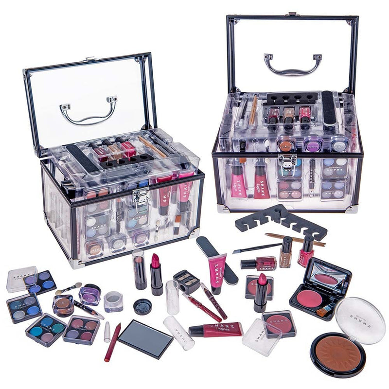 SHANY Carry All Trunk Makeup Gift Set Holiday Exclusive - BLACK - ITEM# SH-221 - Makeup set train case Pre teen teens makeup set,first makeup set girls makeup 6 7 8 9 10 years old,Holiday Gift Set Beginner Makeup tools brush sets,Mothers day gift makeup for her women best gift,Christmas gift Dress-Up Toy pretend Makeup kit set - UPC# 723175178472