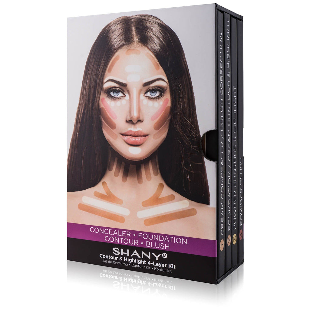 SHANY 4-Layer Contour and Highlight Makeup Kit -  - ITEM# SH-4L - Makeup set train case Pre teen teens makeup set,first makeup set girls makeup 6 7 8 9 10 years old,Holiday Gift Set Beginner Makeup tools brush sets,Mothers day gift makeup for her women best gift,Christmas gift Dress-Up Toy pretend Makeup kit set - UPC# 700645942252