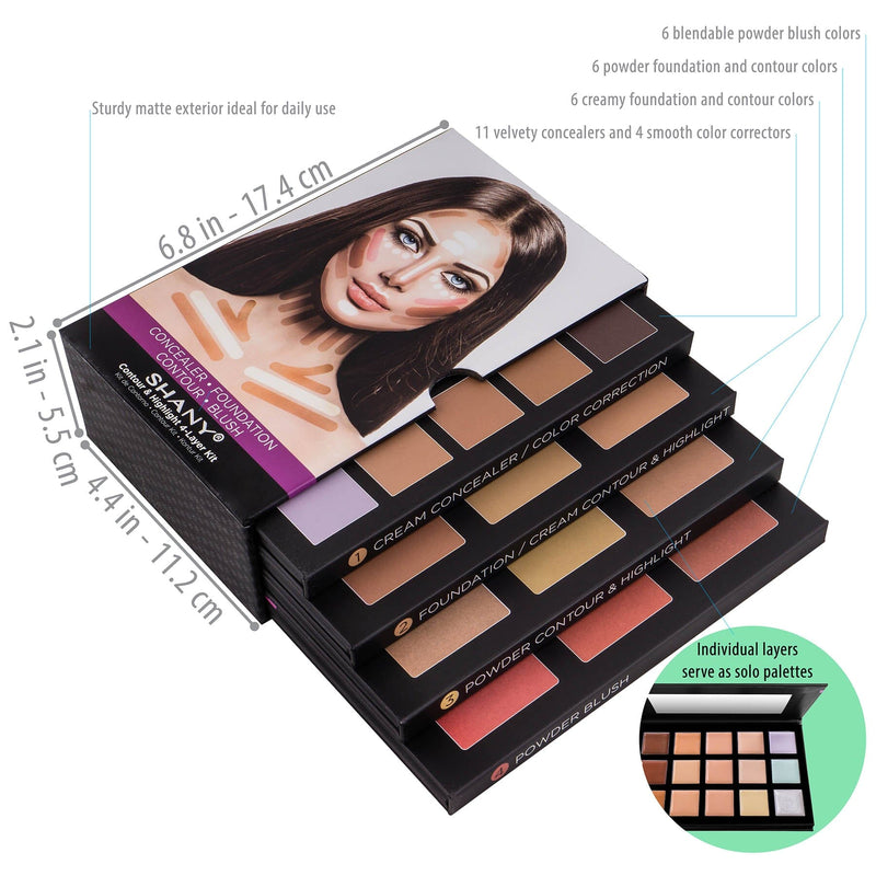 SHANY 4-Layer Contour and Highlight Makeup Kit -  - ITEM# SH-4L - Best seller in cosmetics MAKEUP SETS category