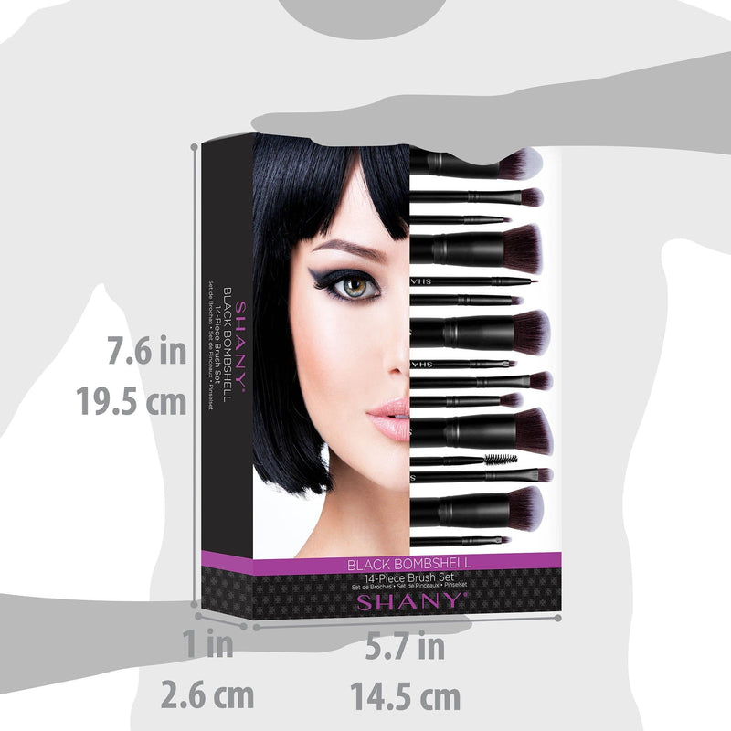 SHANY Black Bombshell Professional Makeup Brush Set - BLACK - ITEM# SH-BR0014-BK - Best seller in cosmetics BRUSH SETS category