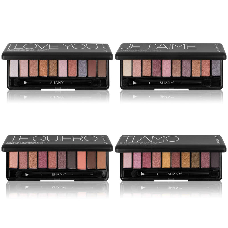 SHANY The Love Vault Eyeshadow Palette Collection - Four Sets of 10 Nude/Neutral Eyeshadows in Mini Makeup Palettes with Matte and Shimmer Shades and Mirror - 4 Travel Palette - SHOP SET OF 4 - EYE SHADOW - ITEM# SH-ES400-SET