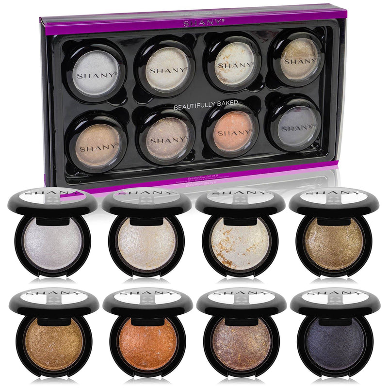 SHANY Beautifully Baked Eyeshadow Set - 8 Individual Shimmery and Pearly Eye Shadows Compact in Classic Neutral Shades for All Skin Tones - SHOP  - EYE SHADOW - ITEM# SH-ES550