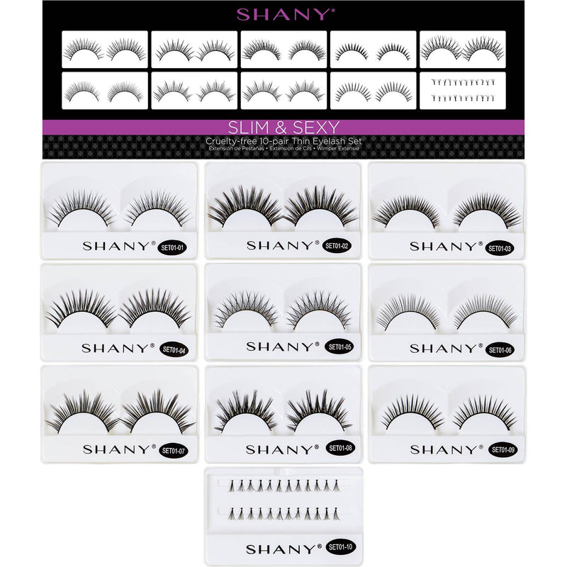 SHANY Eyelash extend - set of 10 assorted reusable eyelashes - Thin Collection - SHOP THIN - BROWS & LASHES - ITEM# SH-LASH01