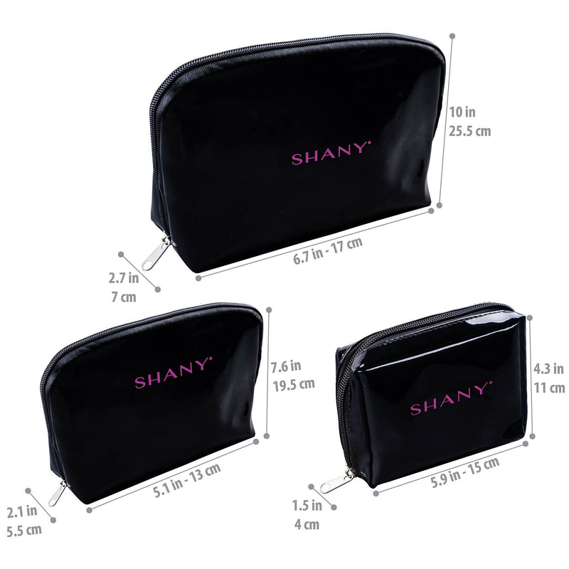 SHANY Faux Pattern Leather Makeup Clutch Set - Black -  - ITEM# SH-NT1010-BK - Best seller in cosmetics TRAVEL BAGS category