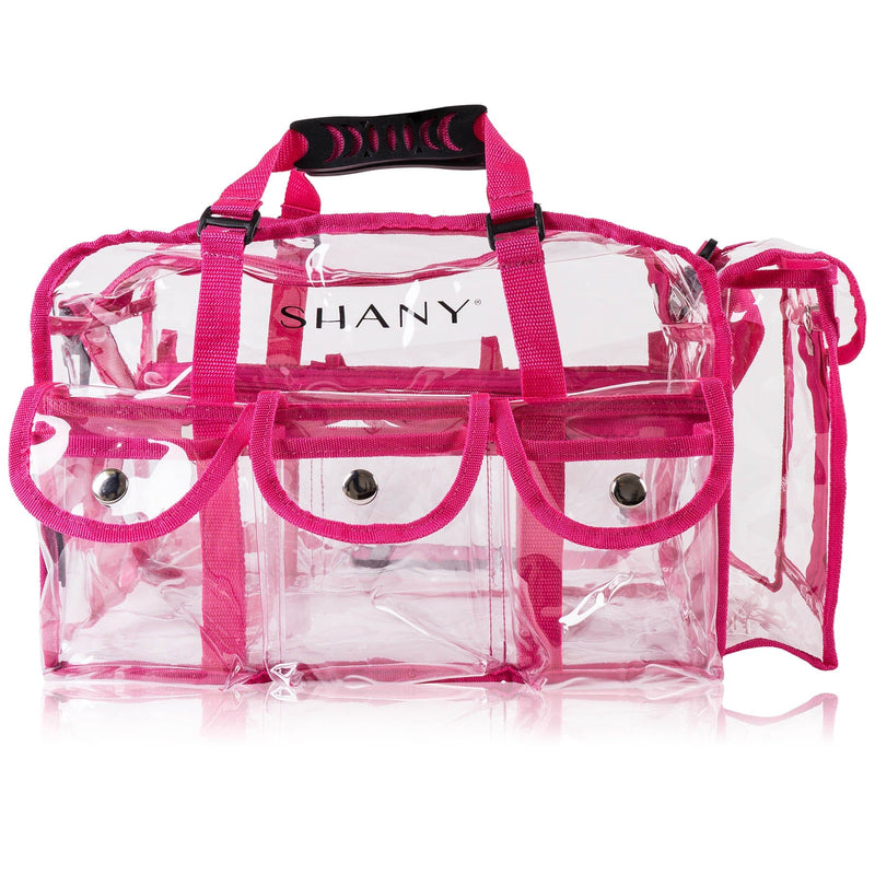 SHANY Pro Clear Makeup Bag with Shoulder Strap - Pink - PINK - ITEM# SH-PC01PK - Clear travel makeup cosmetic bags carry Toiletry,PVC Cosmetic tote bag Organizer stadium clear bag,travel packing transparent space saver bags gift,Travel Carry On Airport Airline Compliant Bag,TSA approved Toiletries Cosmetic Pouch Makeup Bags - UPC# 700645941880