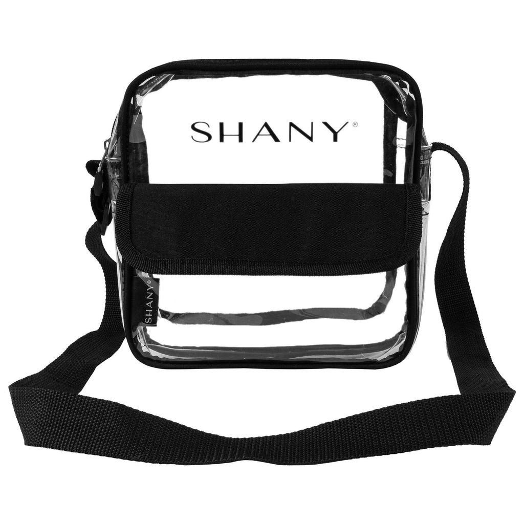 SHANY Clear All-Purpose Cross-Body Messenger Bag -  - ITEM# SH-PC12-BK - Clear travel makeup cosmetic bags carry Toiletry,PVC Cosmetic tote bag Organizer stadium clear bag,travel packing transparent space saver bags gift,Travel Carry On Airport Airline Compliant Bag,TSA approved Toiletries Cosmetic Pouch Makeup Bags - UPC# 700645941750