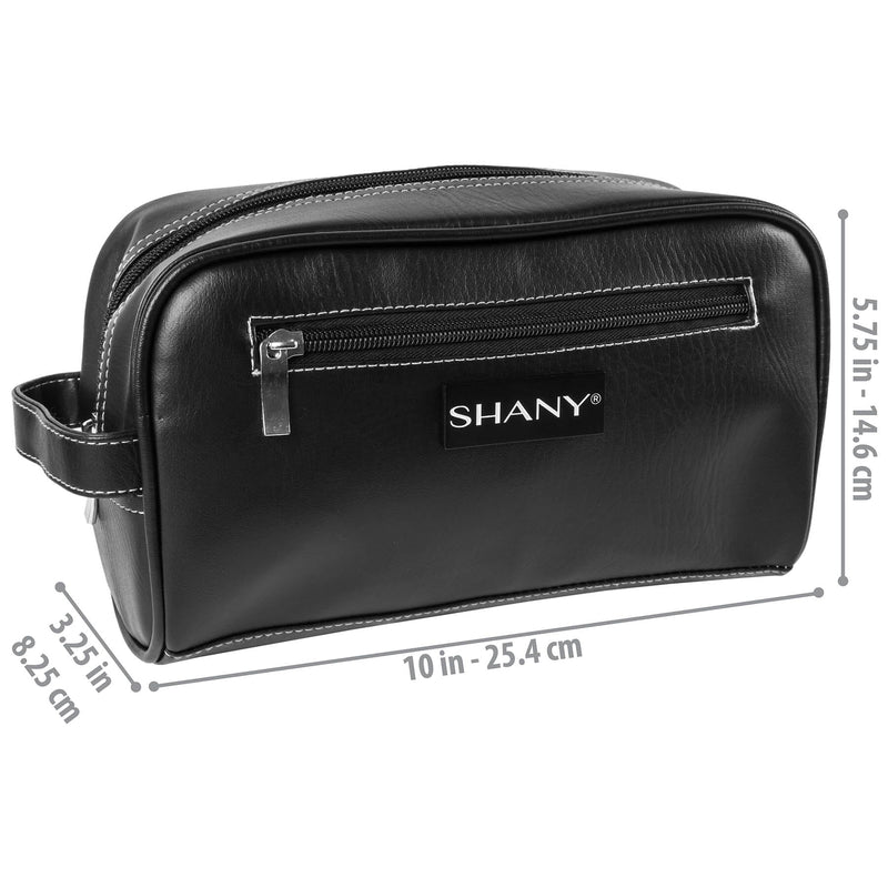 SHANY Unisex Toiletry Travel Dopp Kit Black Leatherette - BLACK LEATHERETTE - ITEM# SH-NT1004-BK - Best seller in cosmetics TRAVEL BAGS category