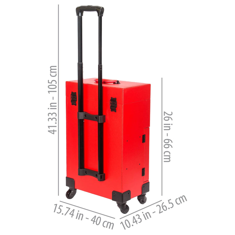SHANY Large Travel Makeup Case with Mirror - RED -  - ITEM# SH-C001-RD - Best seller in cosmetics MAKEUP TRAIN CASES category