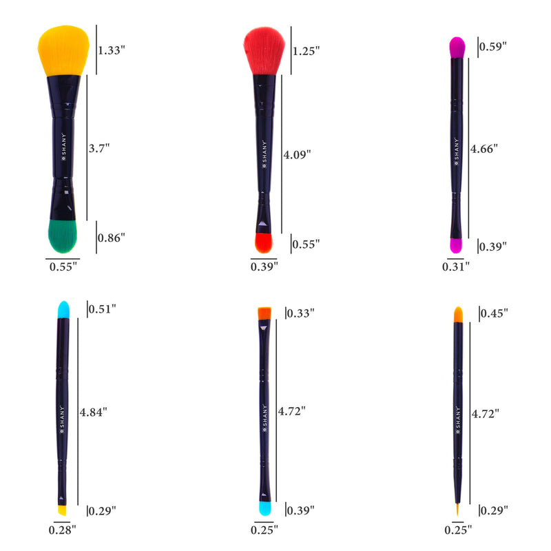 SHANY LUNA 6 PC Double Sided Travel Brush Set -  - ITEM# SH-BR001 - Best seller in cosmetics BRUSH SETS category