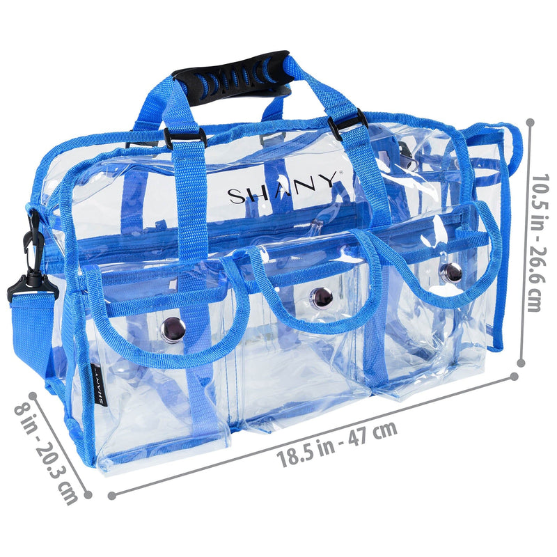 SHANY Pro Clear Makeup Bag with Shoulder Strap - Blue - BLUE - ITEM# SH-PC01BL - Best seller in cosmetics TRAVEL BAGS category