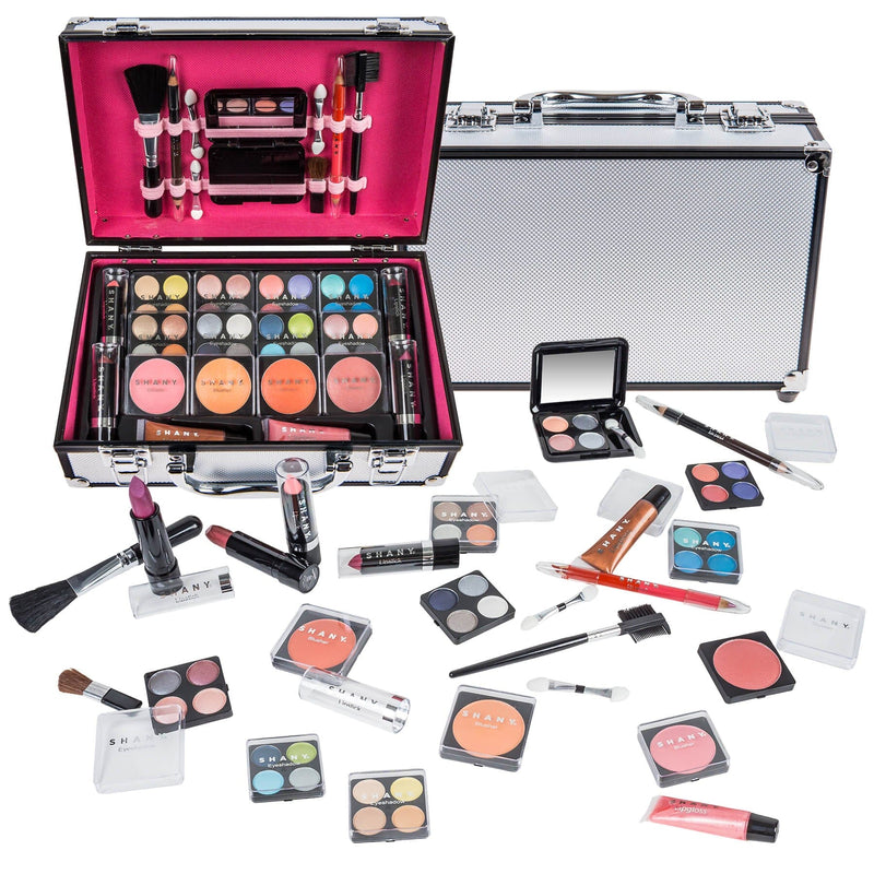 SHANY Carry All Makeup Train Case with Pro Makeup Set , Makeup Brushes, Lipsticks, Eye Shadows, Blushes, Powders, and more - Reusable Makeup Storage - Premium Gift Packaging - SHOP  - MAKEUP SETS - ITEM# SH-10402-PARENT