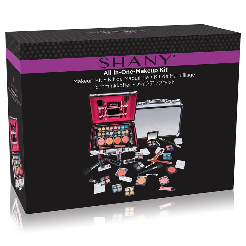 SHANY Makeup Train Case Aluminum Makeup Set - Silver - SILVER - ITEM# SH-10402 - Makeup set train case Pre teen teens makeup set,first makeup set girls makeup 6 7 8 9 10 years old,Holiday Gift Set Beginner Makeup tools brush sets,Mothers day gift makeup for her women best gift,Christmas gift Dress-Up Toy pretend Makeup kit set - UPC# 723175178465