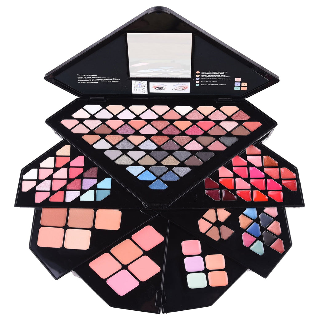 SHANY All in One Color Vibe Makeup Set - 80 Eyeshadows, 20 Lip Colors, 10 Eye Creams, 5 Eye brow makeup, 5 Concealers color corrector, 5 Blushes, 5 face powders and Makeup Mirror. - SHOP  - MAKEUP SETS - ITEM# SH-196