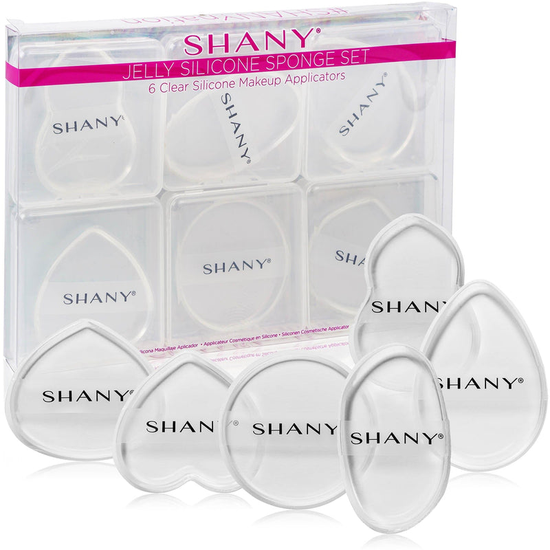 SHANY Stay Jelly Silicone Sponge Set - Clear & Non-Absorbent Makeup Blending Sponges for Flawless Application with Foundation - Assorted Sizes and Shapes - Pack of 6 - SHOP  - APPLICATORS - ITEM# SH-BLENDER-03