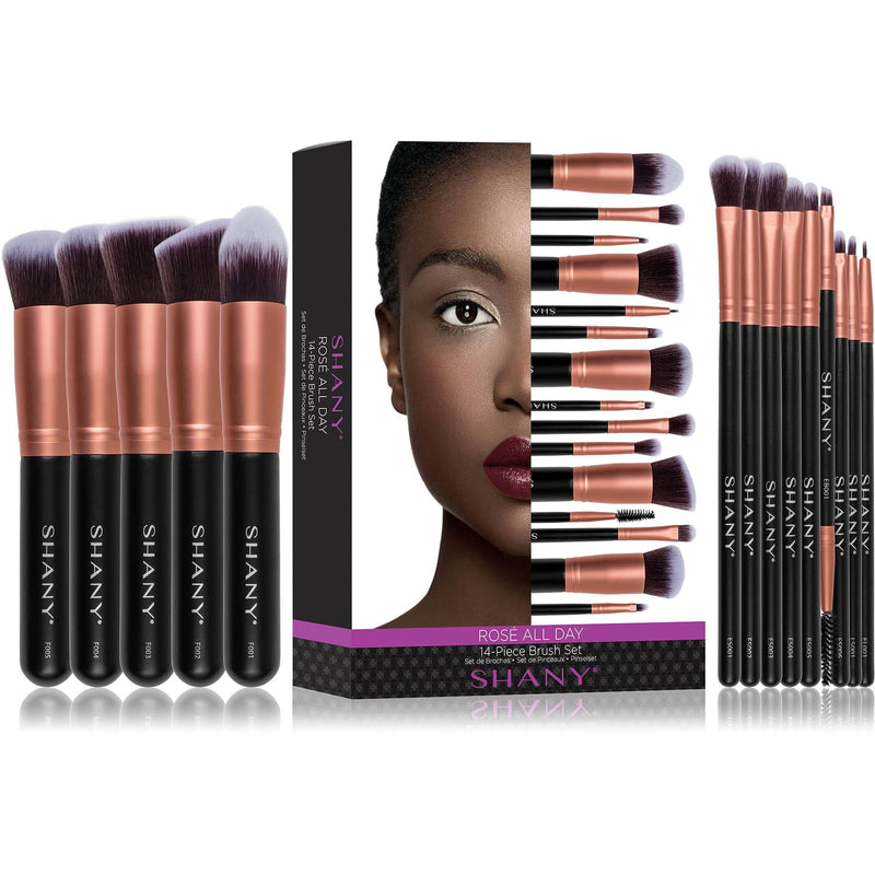 SHANY Rose All Day Professional Makeup Brush Set - ROSE GOLD - ITEM# SH-BR0014-RG - makeup contour brush set Holiday gift for her mom,it cosmetics brushes BH brush set BS-MALL Makeup,morphe brush set Makeup Brushes Premium Synthetic,cosmetics brush set applicator makeup brush sets,makeup brush set with case Zoreya brush bag makeup - UPC# 810028460317