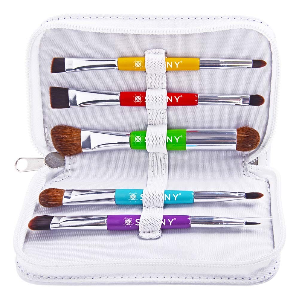SHANY DOUBLE TROUBLE - MINI MAKEUP BRUSH SET -  - ITEM# SH-BR003 - makeup contour brush set Holiday gift for her mom,it cosmetics brushes BH brush set BS-MALL Makeup,morphe brush set Makeup Brushes Premium Synthetic,cosmetics brush set applicator makeup brush sets,makeup brush set with case Zoreya brush bag makeup - UPC# 723175176904