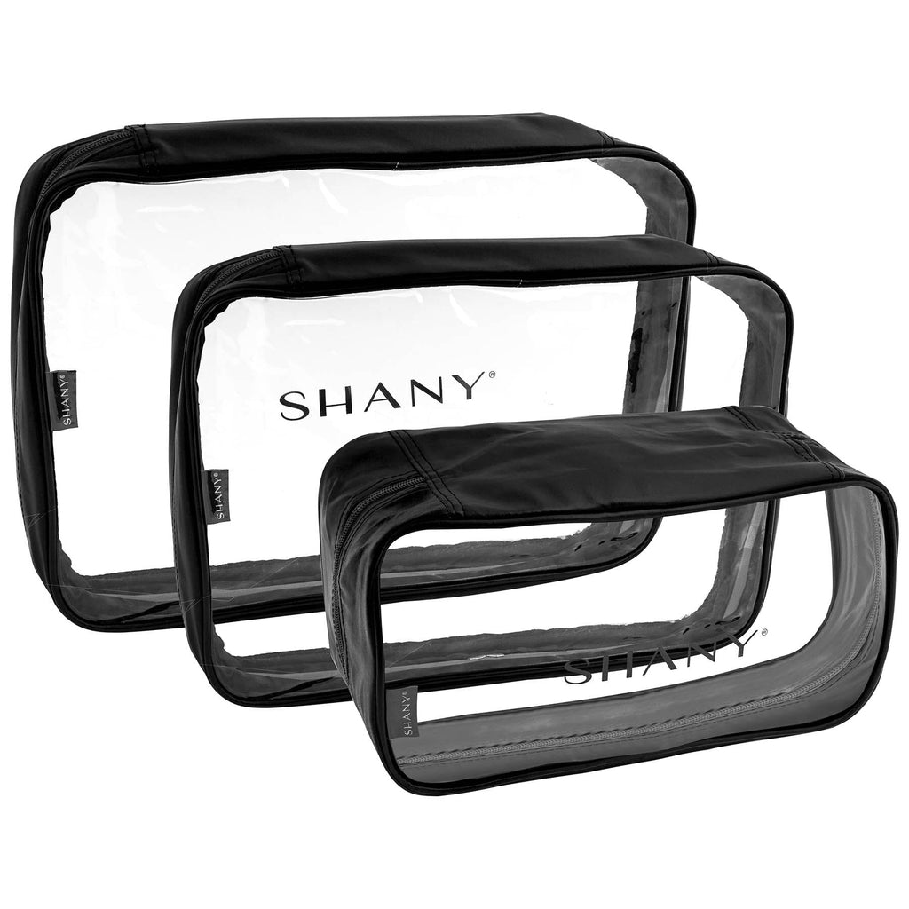 SHANY Clear Water-Resistant Luggage Organizer Set - Three Transparent PVC Makeup and Toiletry Storage with Zipper Closures and Black Exterior Lining - Set of 3 - SHOP  - TRAVEL BAGS - ITEM# SH-CL006-PARENT
