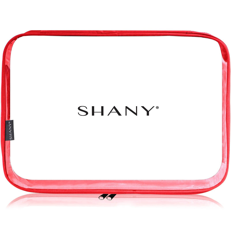 SHANY Cosmetics Large Organizer Pouch - RED - RED - ITEM# SH-CL006-L-RD - Clear travel makeup cosmetic bags carry Toiletry,PVC Cosmetic tote bag Organizer stadium clear bag,travel packing transparent space saver bags gift,Travel Carry On Airport Airline Compliant Bag,TSA approved Toiletries Cosmetic Pouch Makeup Bags - UPC# 810028461338