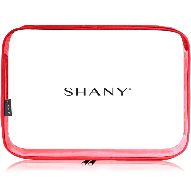 SHANY Cosmetics X-Large Organizer Pouch - RED - RED - ITEM# SH-CL006-XL-RD - Clear travel makeup cosmetic bags carry Toiletry,PVC Cosmetic tote bag Organizer stadium clear bag,travel packing transparent space saver bags gift,Travel Carry On Airport Airline Compliant Bag,TSA approved Toiletries Cosmetic Pouch Makeup Bags - UPC# 810028461383