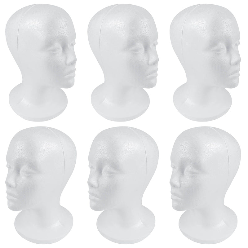 SHANY Styrofoam Model Heads ,Hat Wig Foam Mannequin Female Wig Head Stand ,Mannequin Head for wigs , Wig Holder - Round Base , 11 Inches Female Mannequin Head - Half Dozen - 6 Pieces - SHOP 6 - FOAM HEADS - ITEM# SH-FOAM-X6