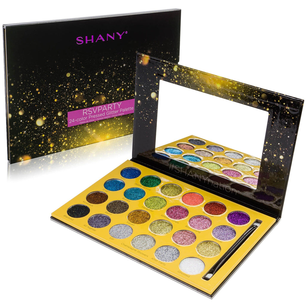 SHANY RSVParty 24-Color Glitter Makeup Palette -  - ITEM# SH-GLITTER-A - glitter palette glitter makeup Pigment sparkly,Mermaid Glitter Eyeshadow Palette,Pressed Glitters body makeup loose glitter chunky,makeup palette eye make-up color palette cosmetics,Pigment Glitter Dust Powder Set - UPC# 700645935339