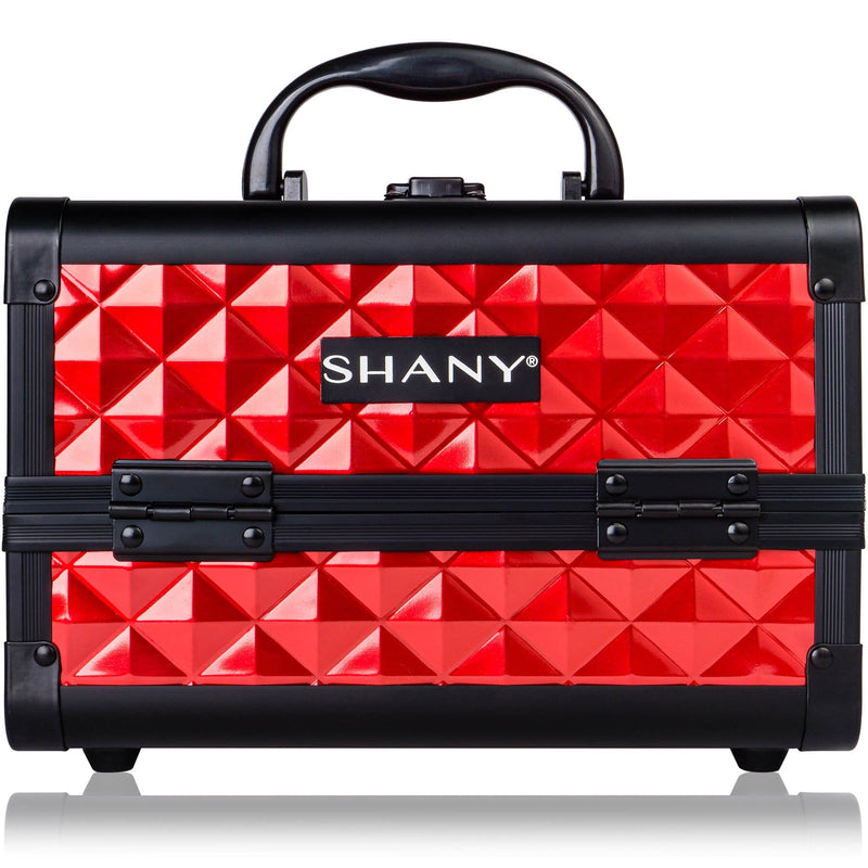 SHANY Chic Makeup Train Case Cosmetic Box Portable Makeup Case Cosmetics Beauty Organizer Jewelry storage with Locks , Multi trays Makeup Storage Box with Makeup Mirror - Ruby Red - SHOP RUBY RED - MAKEUP TRAIN CASES - ITEM# SH-M1001-RD