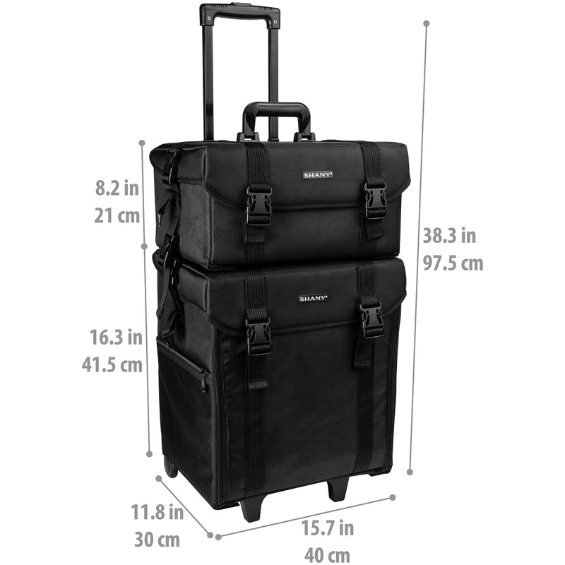 SHANY Soft Trolley Case with organizers  - Jet Black - JET BLACK - ITEM# SH-P50-BK - Best seller in cosmetics ROLLING MAKEUP CASES category