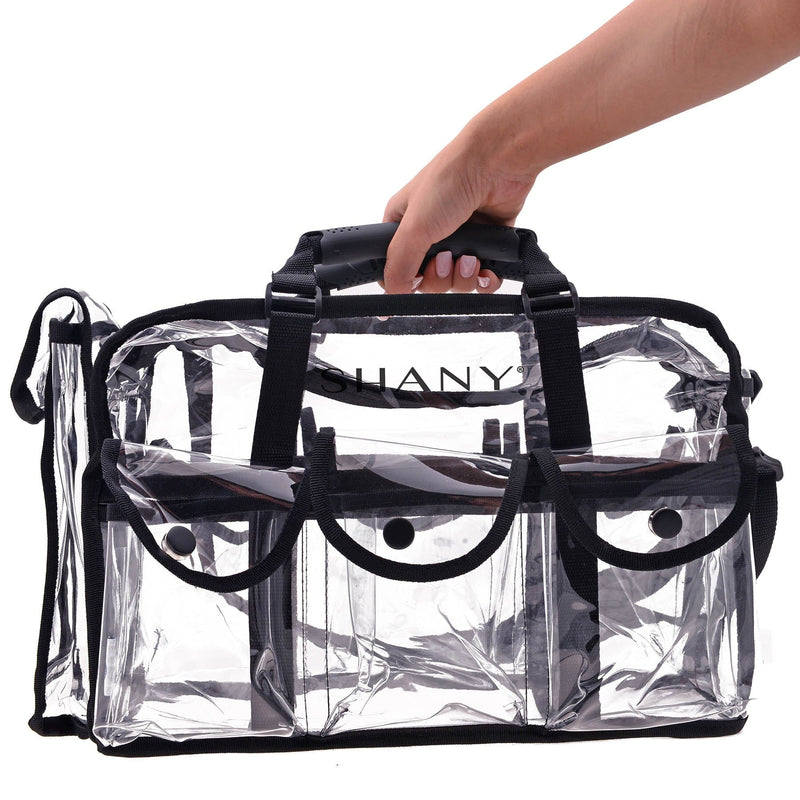 SHANY Clear Makeup Bag, Pro Mua rectangular Bag with Shoulder Strap, Large - SHOP BLACK - TRAVEL BAGS - ITEM# SH-PC01BK