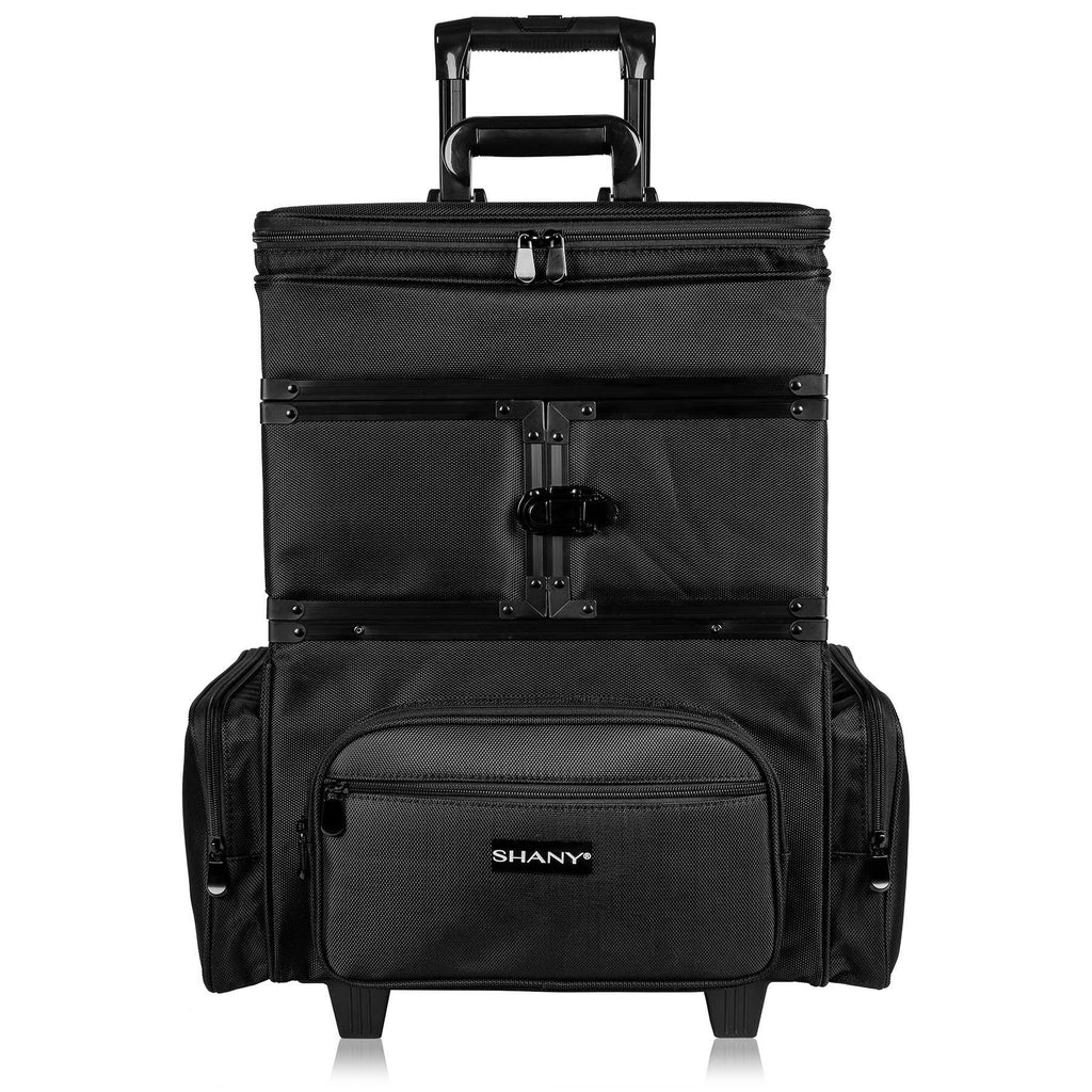 SHANY Large Travel Makeup Trolley Storage Case - Rolling Cosmetics Case with Detachable Sections and Multiple Compartments - BLACK - SHOP  - ROLLING MAKEUP CASES - ITEM# SH-P30-BK