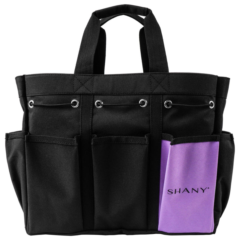 SHANY Beauty Handbag and Makeup Organizer Bag – Large Two-Tone Travel Tote with 2 Handles and 8 External Pockets – Black Canvas - SHOP  - MESH BAGS - ITEM# SH-PC21-BK