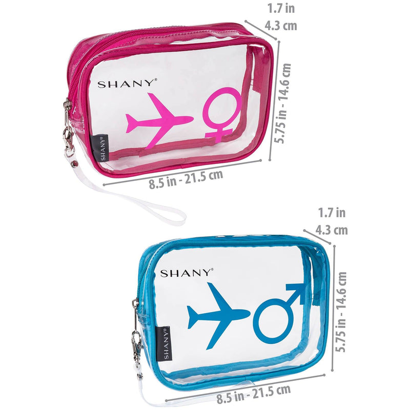 SHANY His & Hers Clear Carry-on Bags Set -  - ITEM# SH-PC26-BLPK - Best seller in cosmetics TRAVEL BAGS category