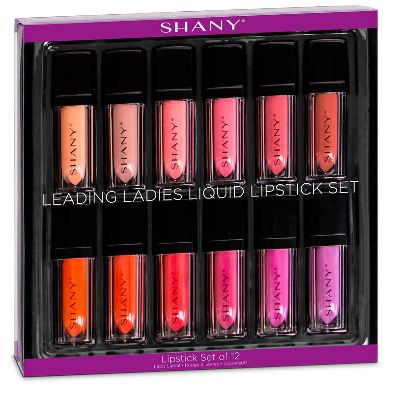 SHANY Leading Ladies Liquid Lipstick Set - Water-Resistant, Long-Lasting Liquid Lipstick with Matte Finish - 12 Varying Colors - SHOP  - LIP SETS - ITEM# SH-0012LG-C