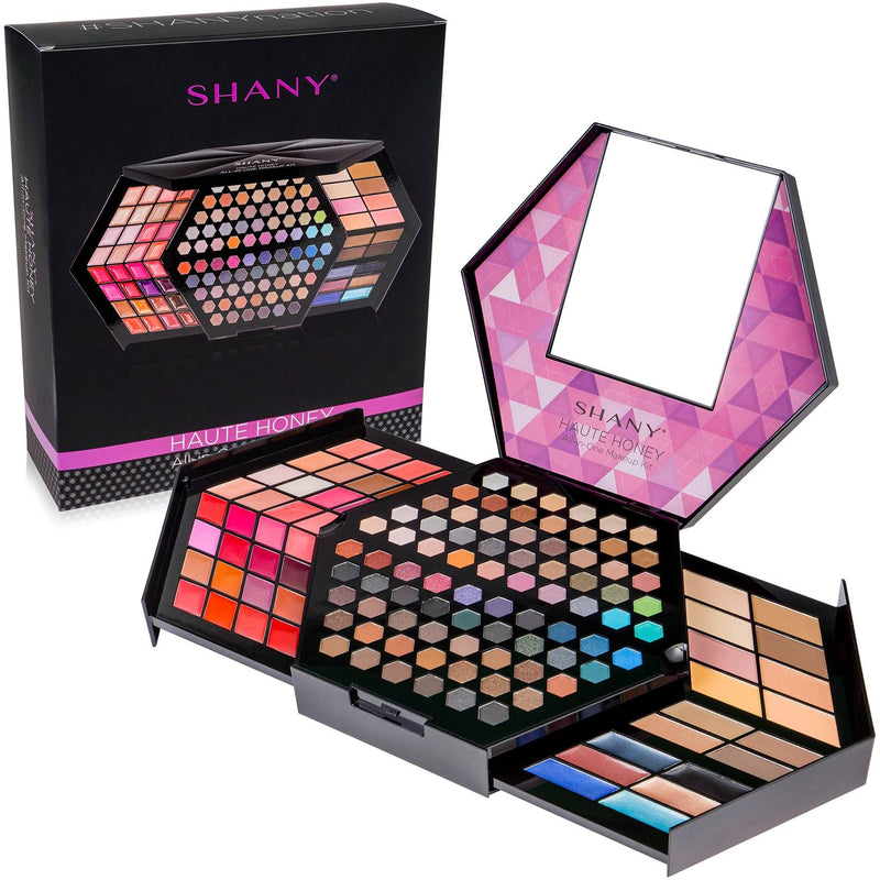 SHANY Haute Honey Makeup Set - All-in-One Makeup Kit with 80 Eyeshadows, 32 Lip Colors, 6 Gel Eyeliners, 4 Face Powders, 4 Blushes, and 4 Eyebrow Powders - SHOP  - MAKEUP SETS - ITEM# SH-185