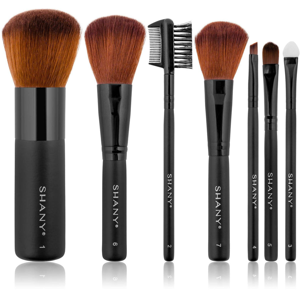 SHANY Studio Quality Auburn Synthetic Bristles Cosmetic Brush Set with Large Kabuki, 7 pc - SHOP  - BRUSH SETS - ITEM# SH-7PCBRUSH