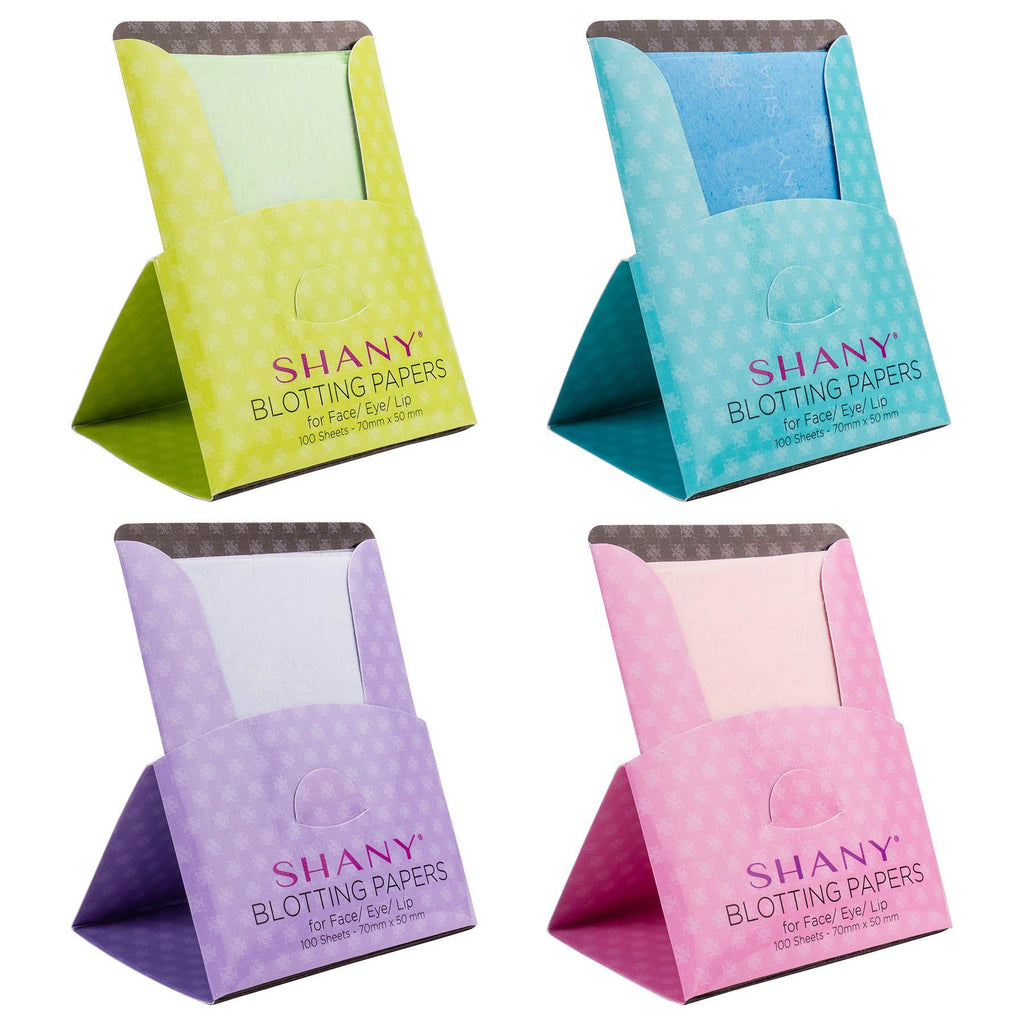 SHANY Makeup Blotting Papers: 4 Packs of 100 Oil Absorbing Paper Sheets for Face - 400 Sheets - SHOP  - OIL CONTROL - ITEM# SH-BLOTT-SET01