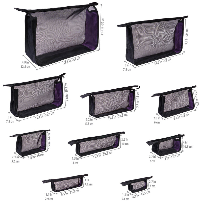 SHANY Mesh Cosmetics Travel Organizer Bag Set - Black -  - ITEM# SH-MB500-BK - Best seller in cosmetics MESH BAGS category