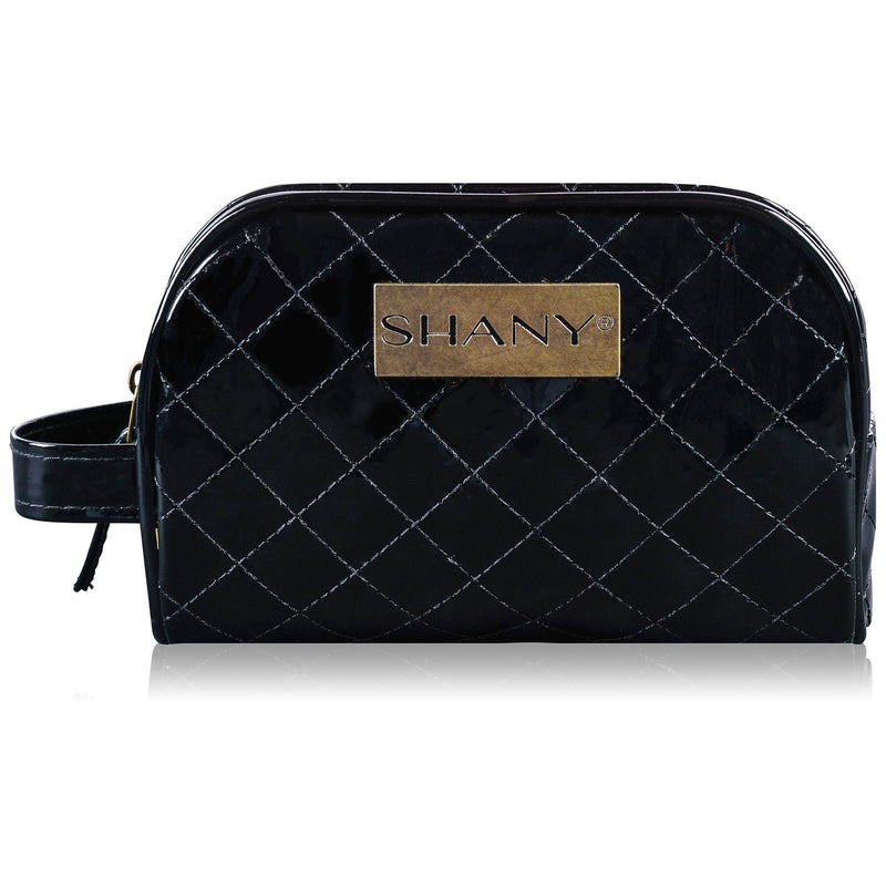 SHANY Quilted Faux Patent Leather Bag - Black -  - ITEM# SH-NT1007-BK - mens toiletry travel bag Canvas Vintage Dopp Kit,Travel makeup women girls train case box storage,Shaving Grooming bag storage bag toiletry bag TSA,Portable Shaving Bag gift for men him father son,Large small hanging compartment professional kits - UPC# 700645941736